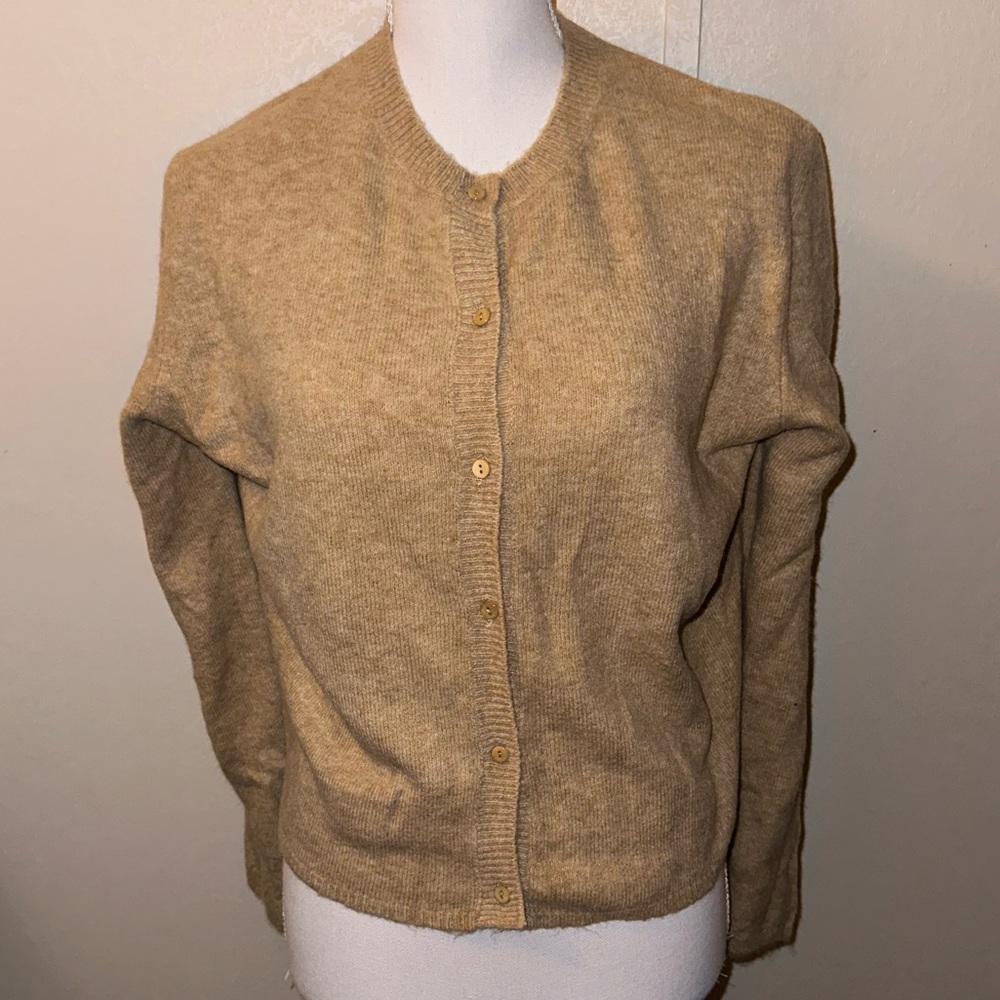 Medium Carly Jean Los Angeles camel button up cardigan, new CJLA, soft sweater